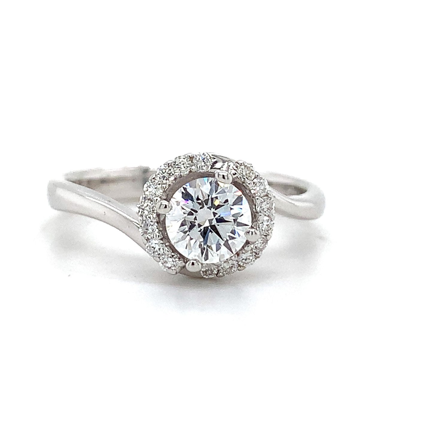 0.58ct Round Brilliant Diamond Milgrain Wedding Set — GIA Certified, 14k White Gold