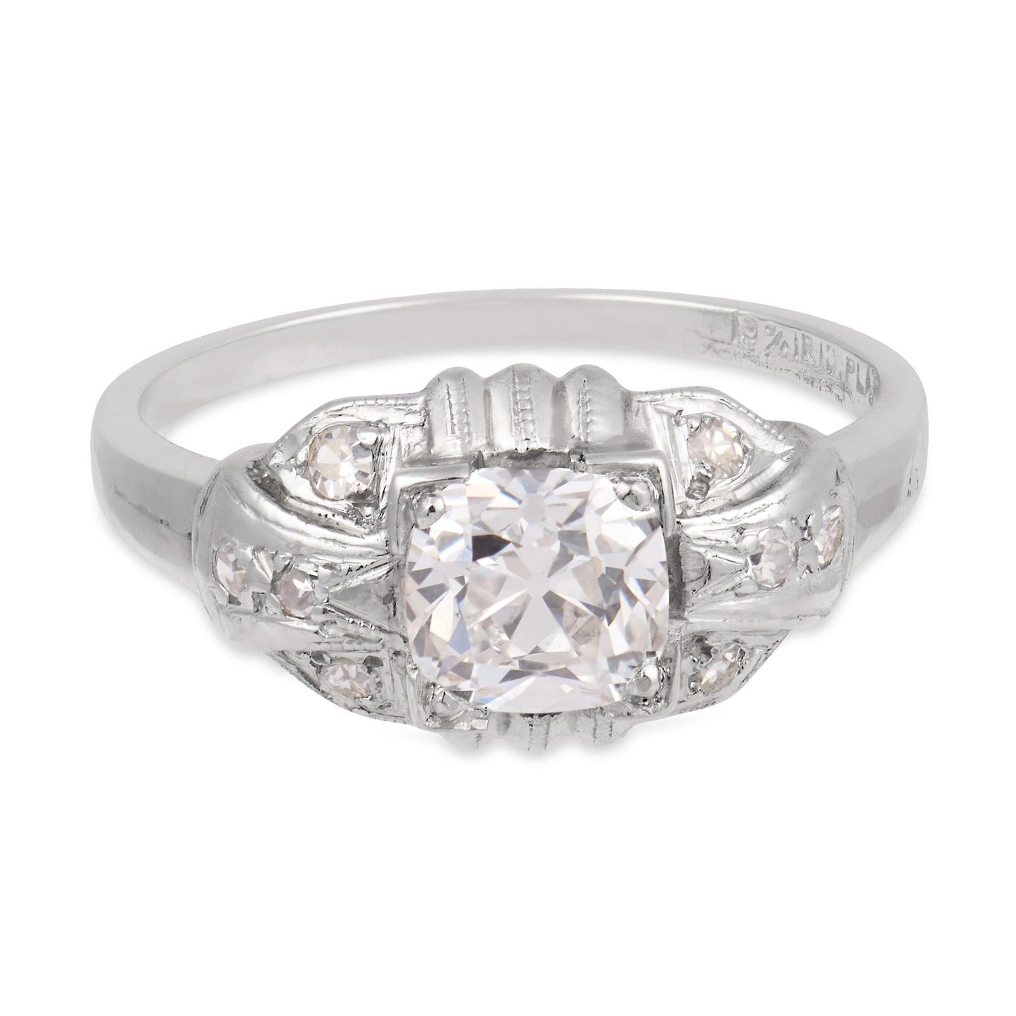 0.90ct Old Mine Cut Diamond Art Deco Ring — GIA Certified, Platinum