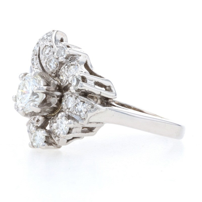 0.56ct Round Brilliant Diamond Retro Bow Cluster Ring — GIA Certified, 14k White Gold