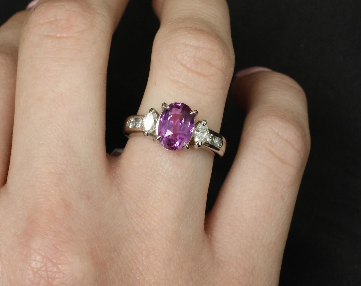 2.91ct Oval Pink Sapphire & Diamond Ring — GIA Certified, Platinum