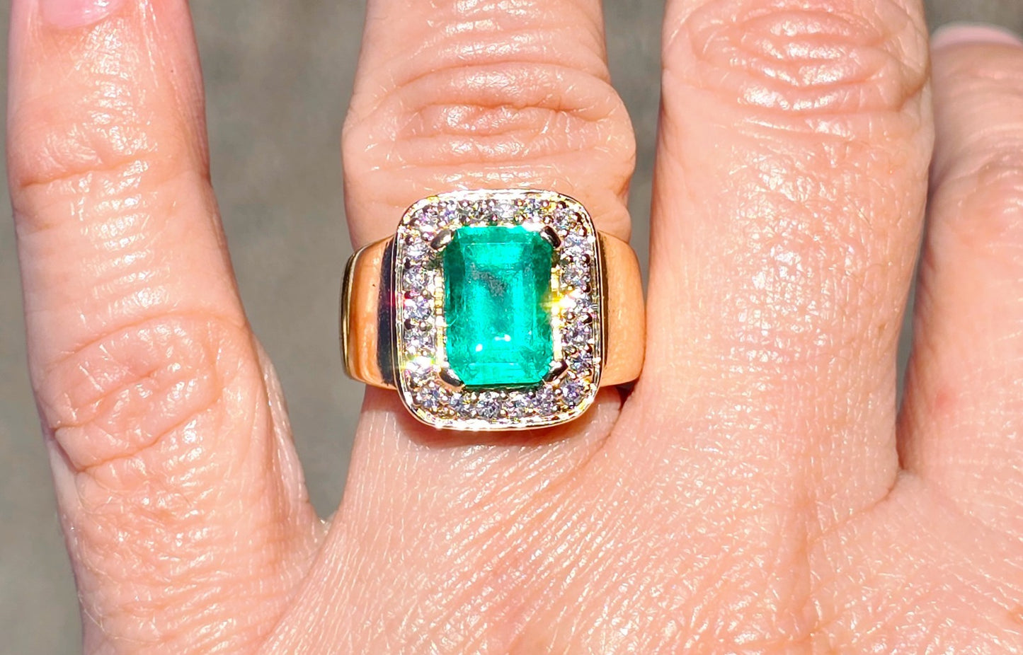 3.09ct Emerald Cut Colombian Emerald & Diamond Ring — GIA Certified, 14k Yellow Gold