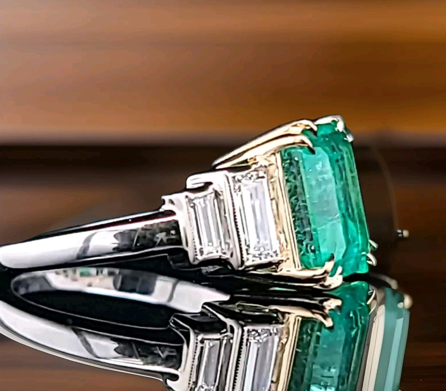 5.87ct Emerald Cut Colombian Emerald Ring — GIA Certified, Platinum & 18k Yellow Gold