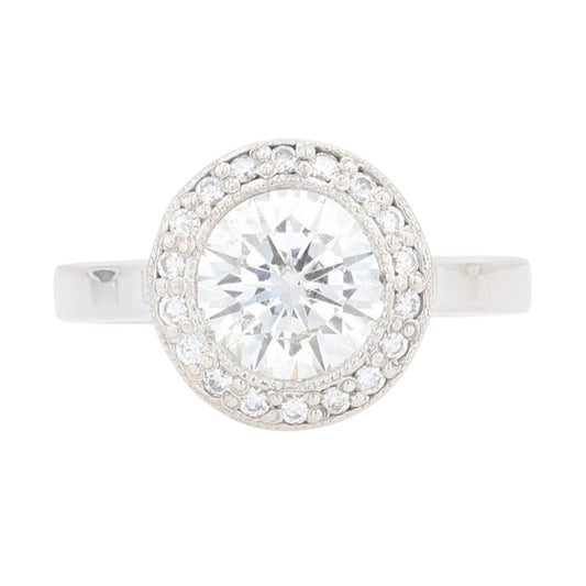 2.62ct Round Brilliant Diamond Halo Engagement Ring — GIA Certified, Platinum