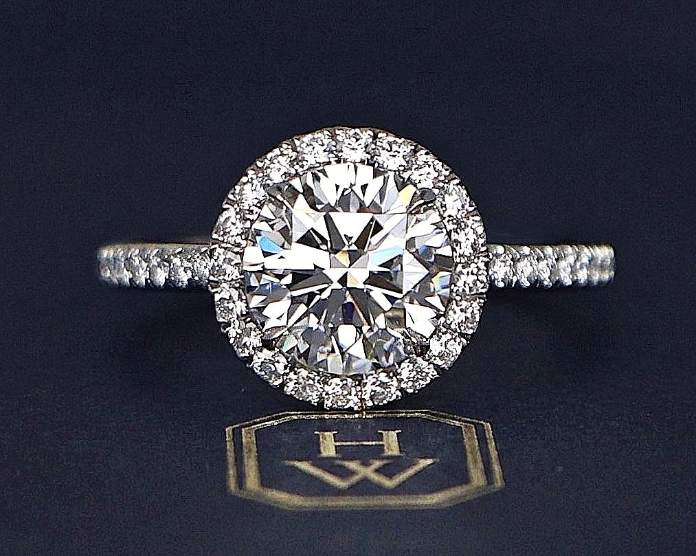 1.81ct Round Brilliant Diamond Halo Engagement Ring — GIA Certified, Platinum