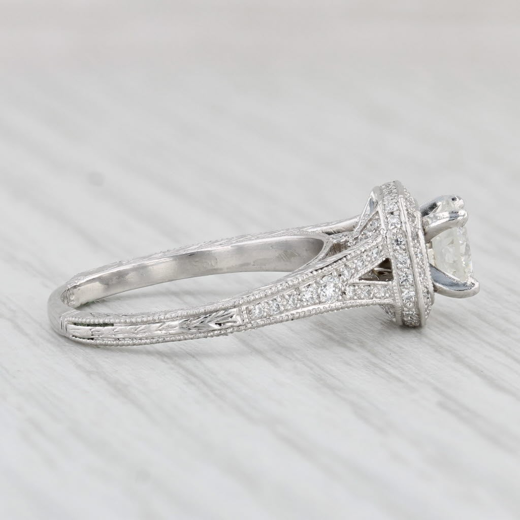 0.94ct Round Brilliant Diamond Halo Engagement Ring — GIA Certified, Platinum