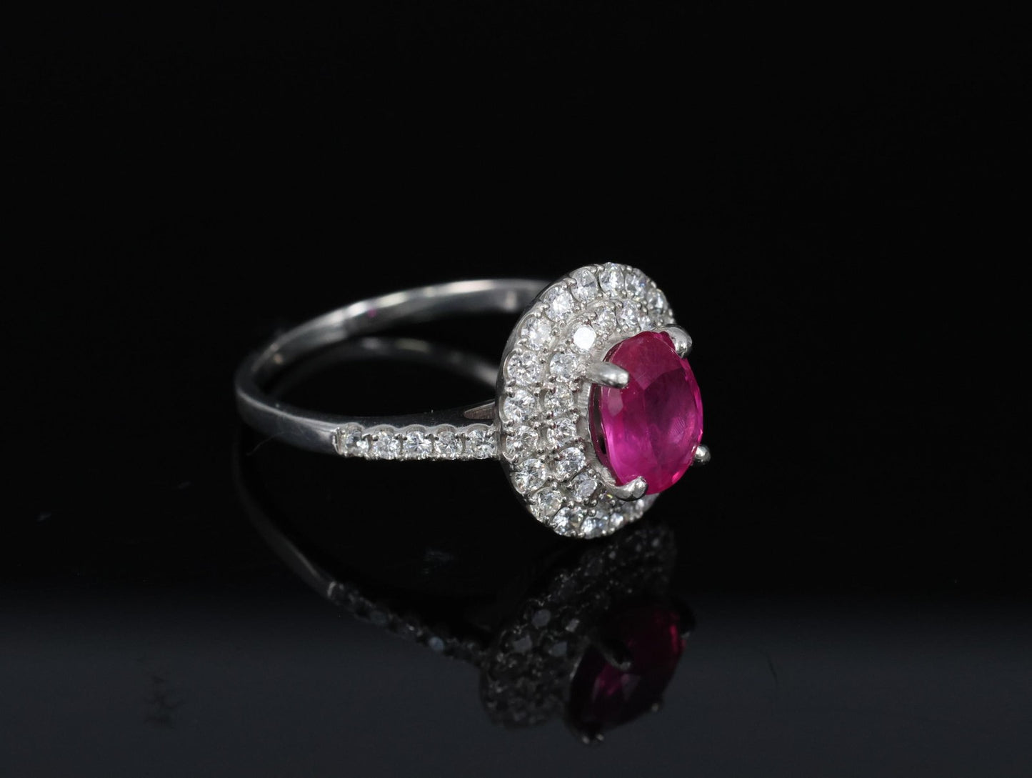 1.45ct Oval Burma Ruby 0.55ct Diamond Halo Ring — GIA Certified, Platinum