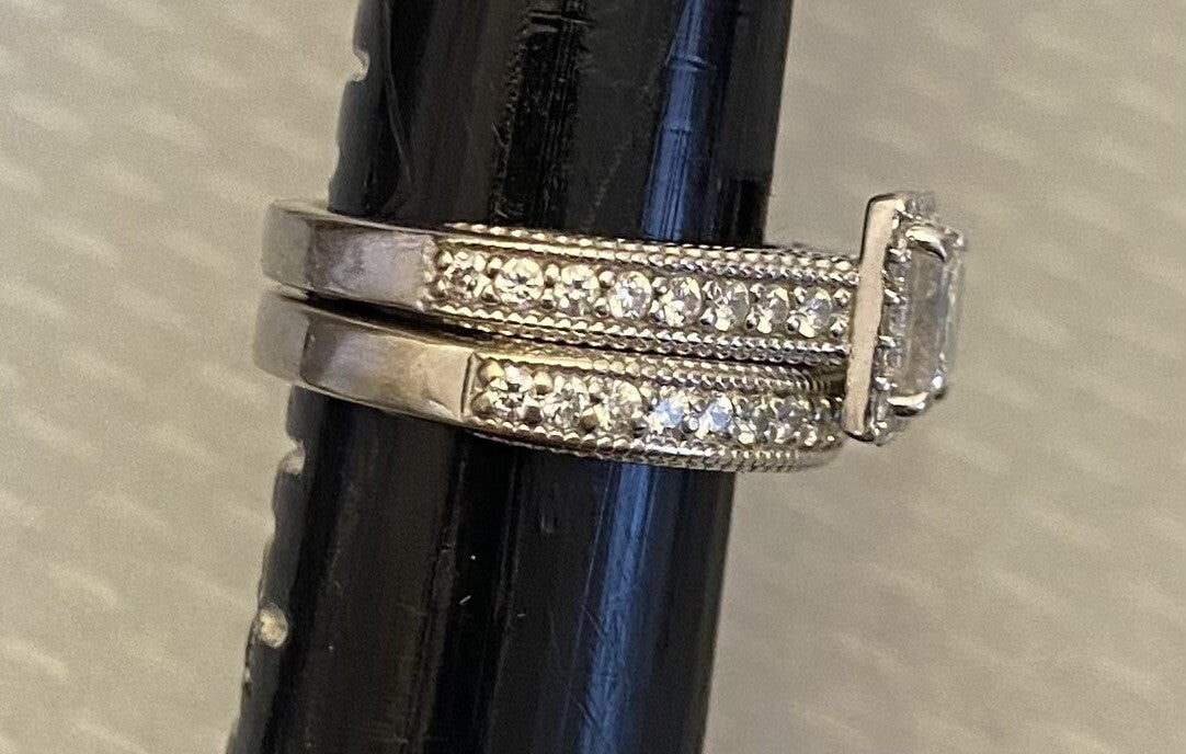 1.7ct Princess Cut Diamond Wedding Set — GIA Certified, 14k White Gold