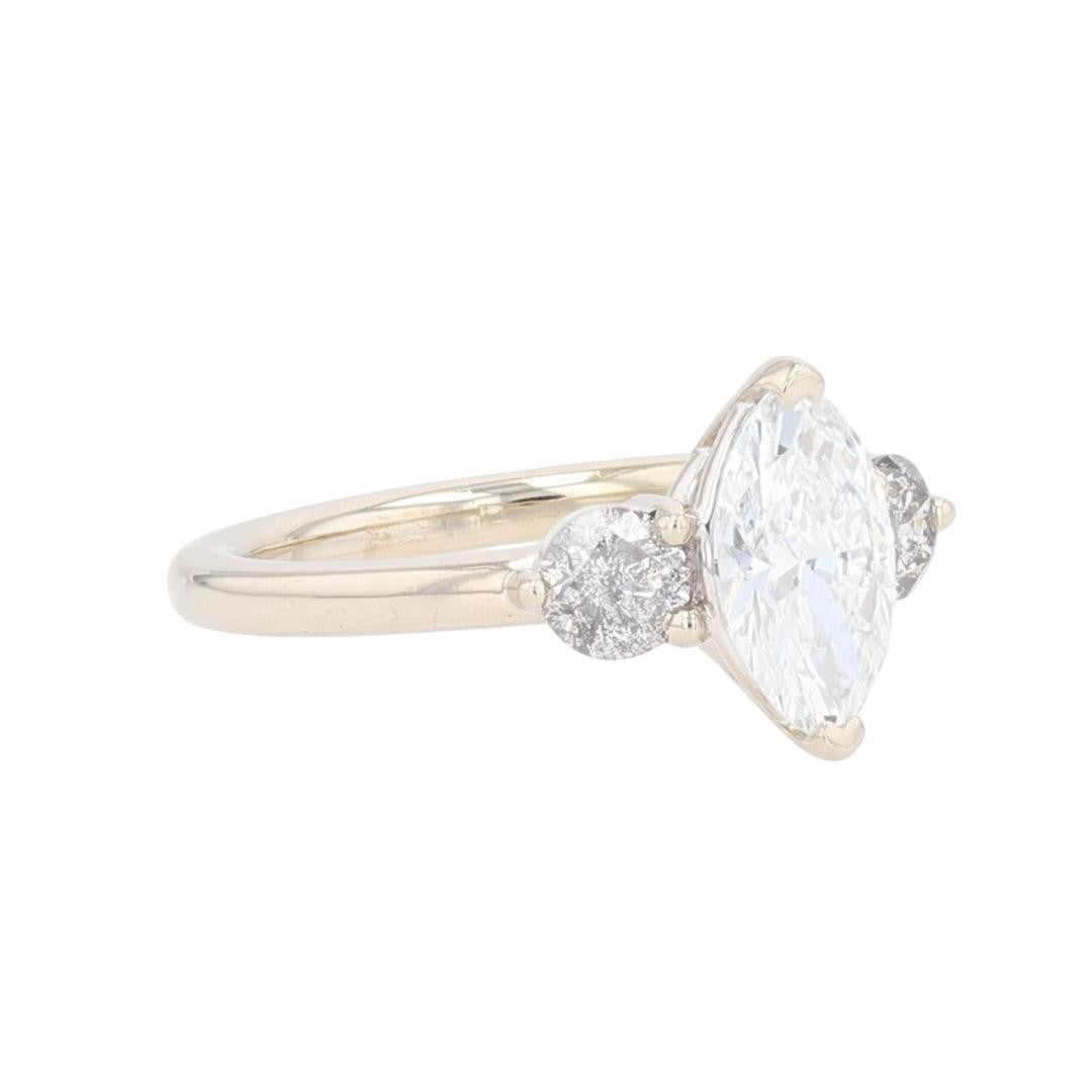 1.42ct Marquise Diamond Solitaire with Accents Ring — GIA Certified, 14k White Gold
