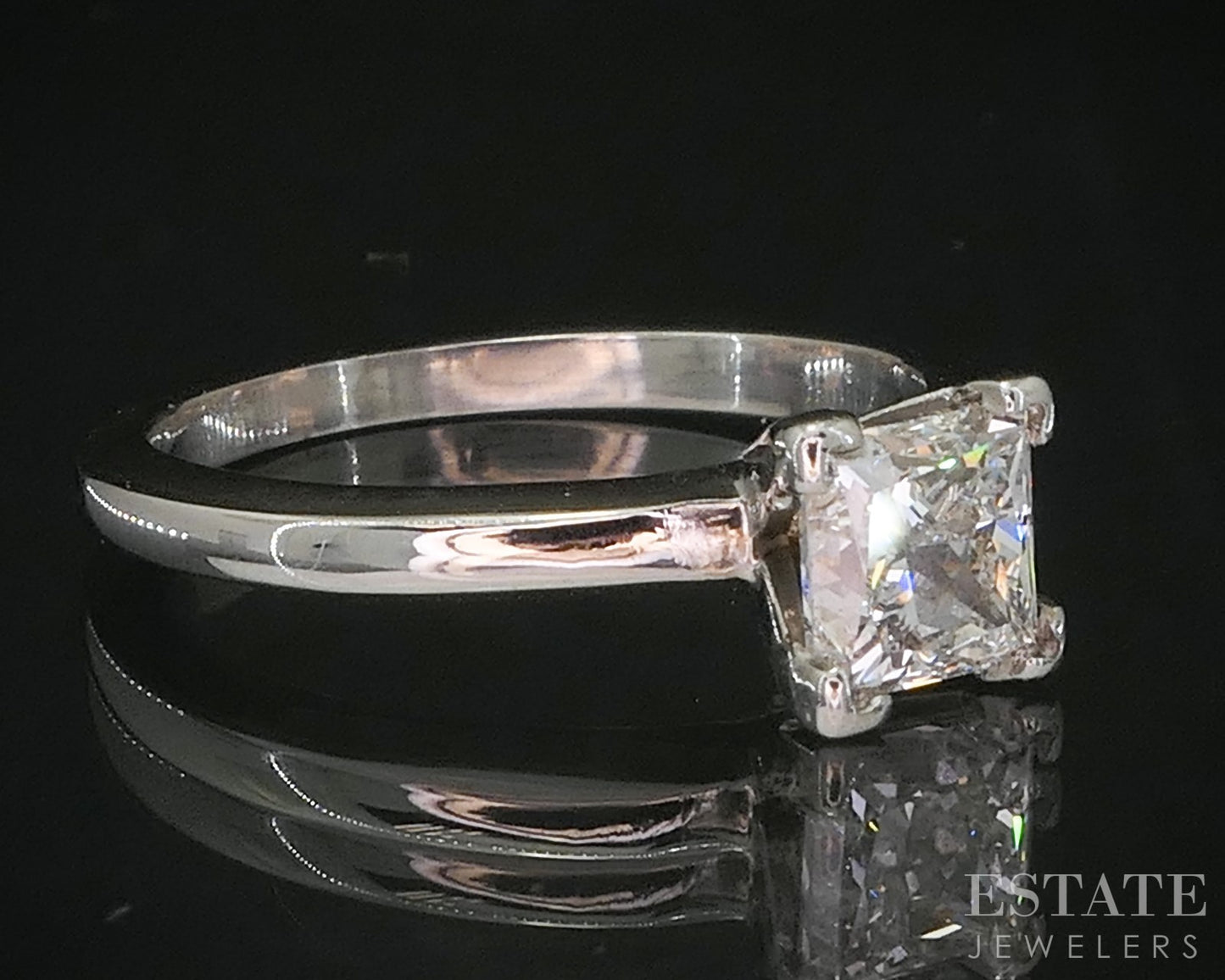 0.91ct Princess Cut Diamond Engagement Ring — GIA Certified, 14k White Gold