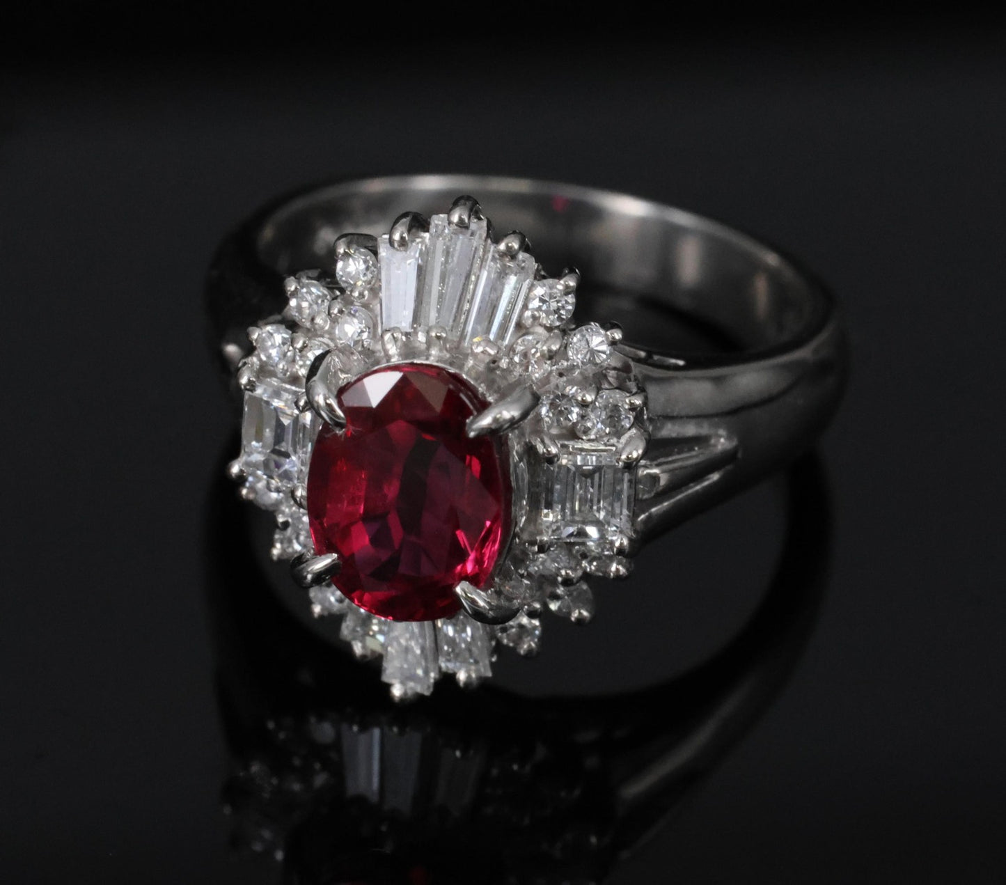 1.22ct Oval Ruby & 0.54ct Diamond Ring — GIA Certified, Platinum