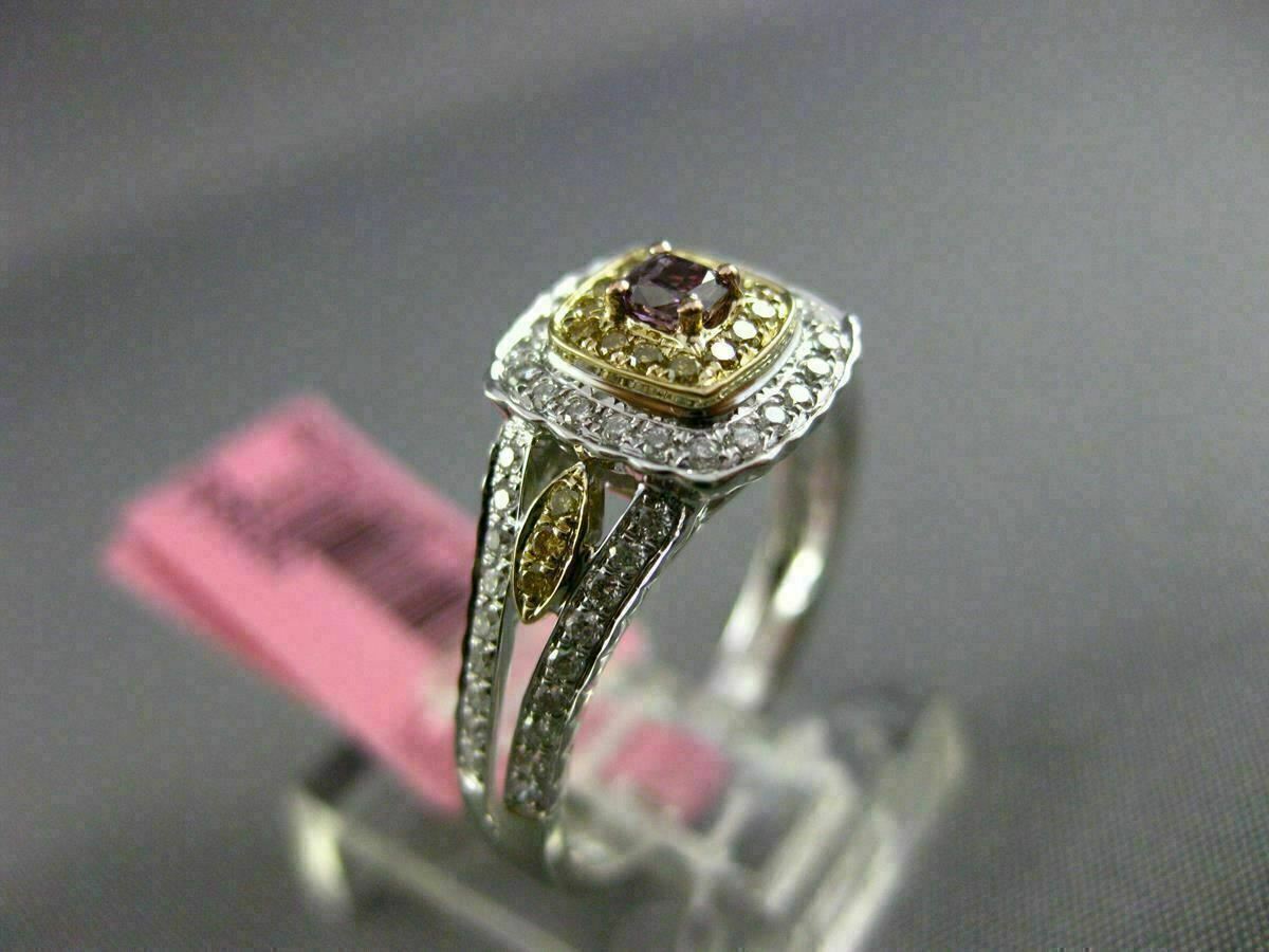 0.44ct Fancy Deep Pink-Purple Diamond 3D Square Halo Ring — GIA Certified, 18k Tri-Color Gold