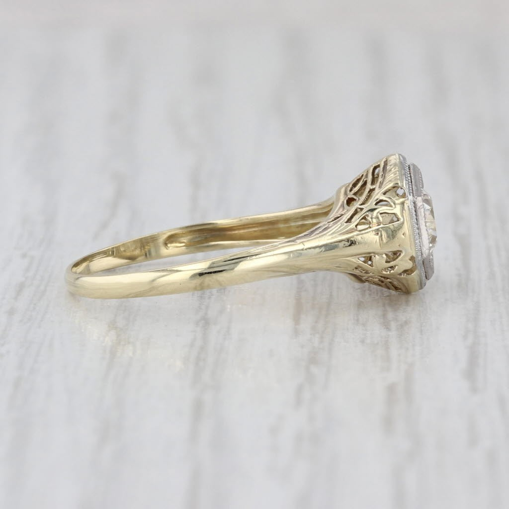 0.54ct Round Brilliant Diamond Solitaire Ring — GIA Certified, 14k Yellow Gold & Palladium
