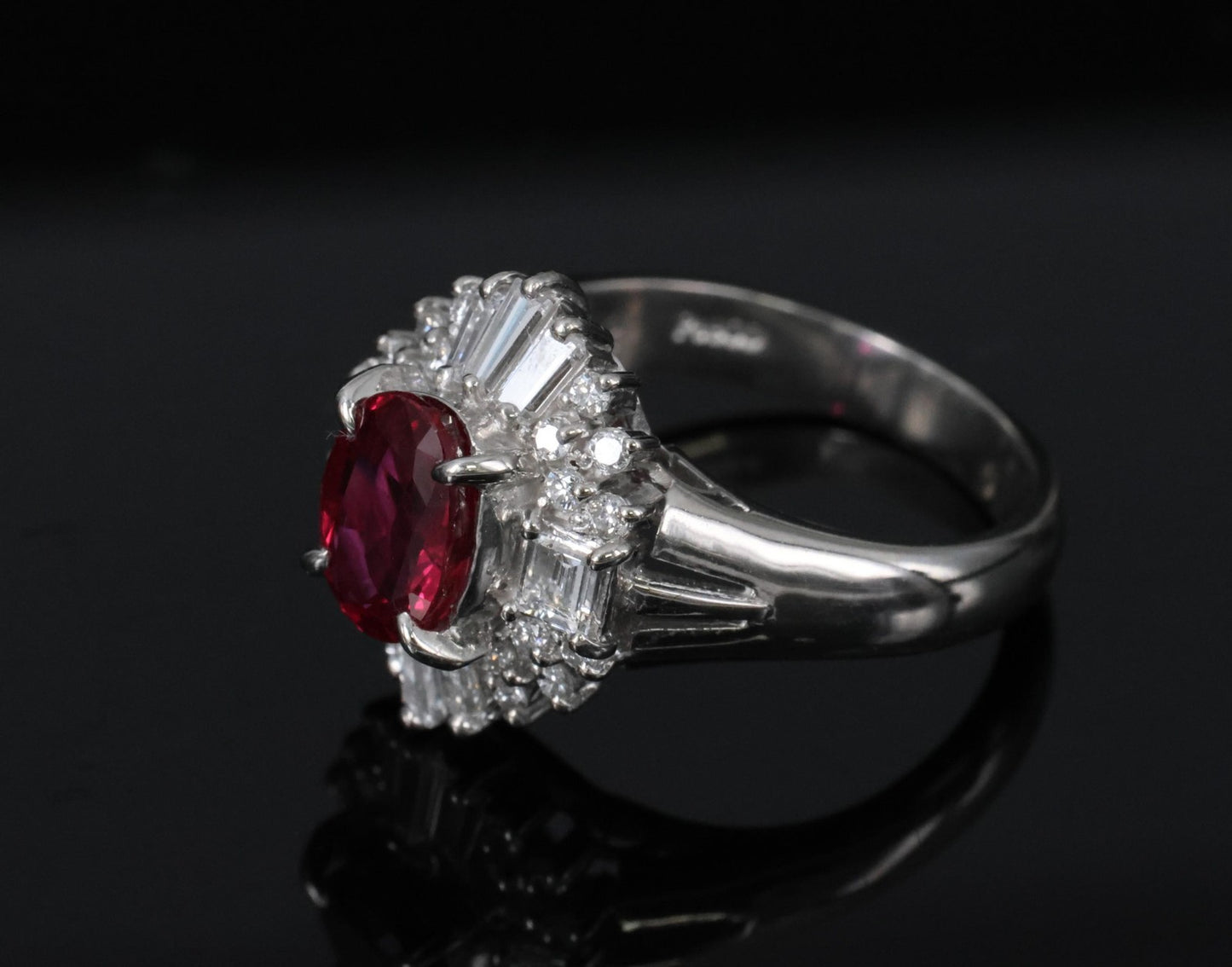 1.22ct Oval Ruby & 0.54ct Diamond Ring — GIA Certified, Platinum