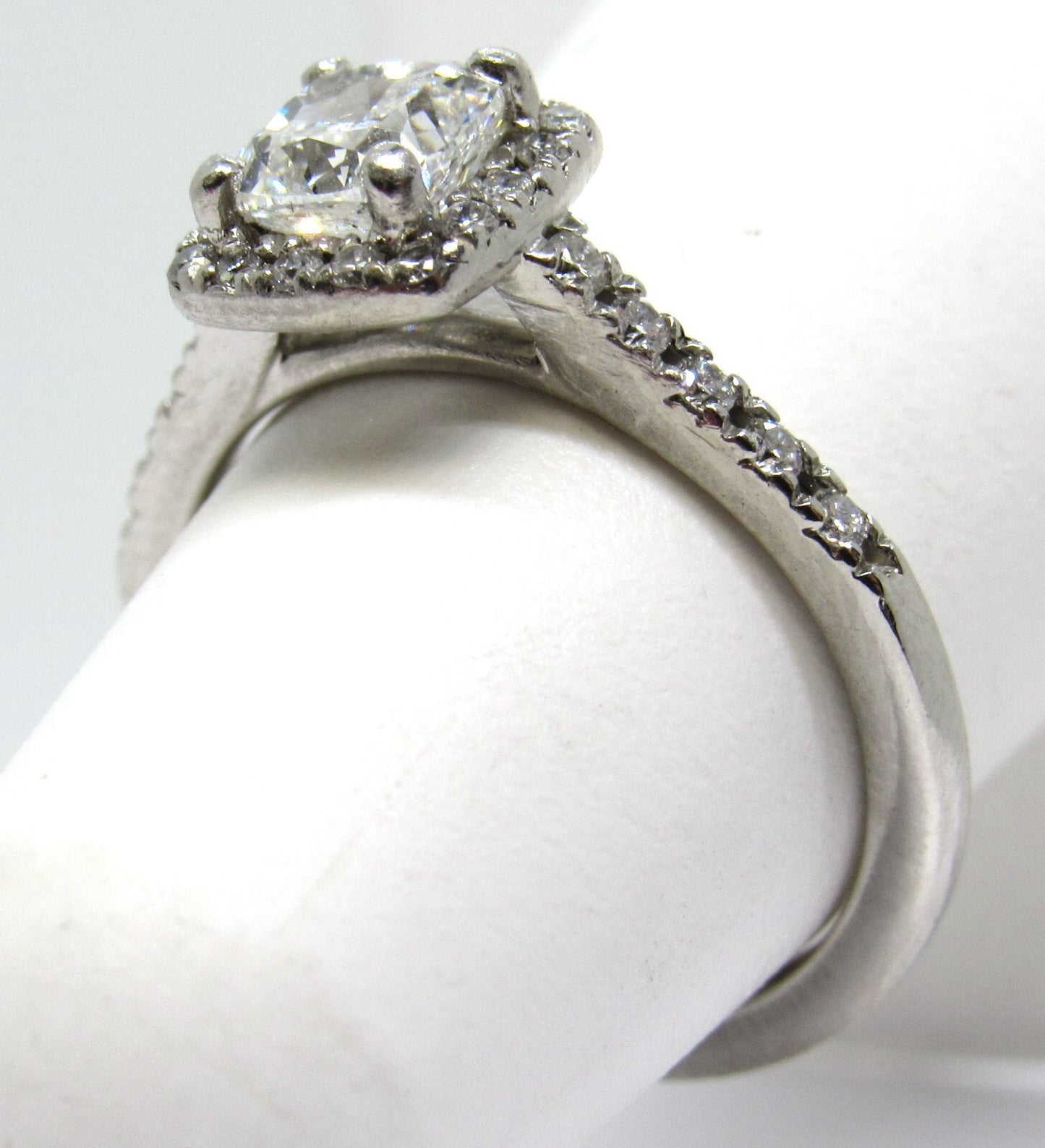 0.72ct Cushion Diamond Halo Engagement Ring — GIA Certified, Platinum