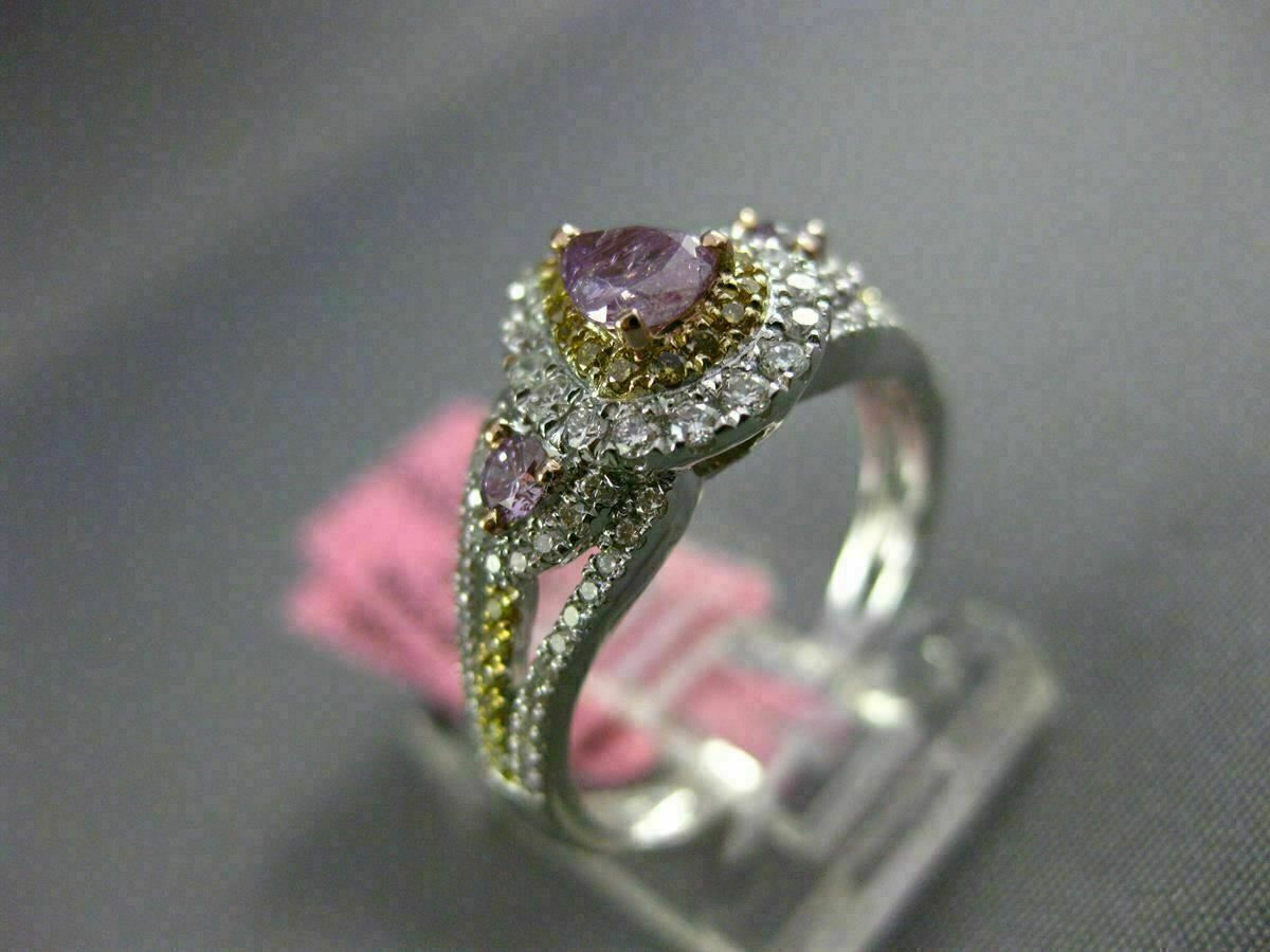 0.79ct Pear Diamond Halo Engagement Ring — GIA Certified, 18k Tri-Color Gold