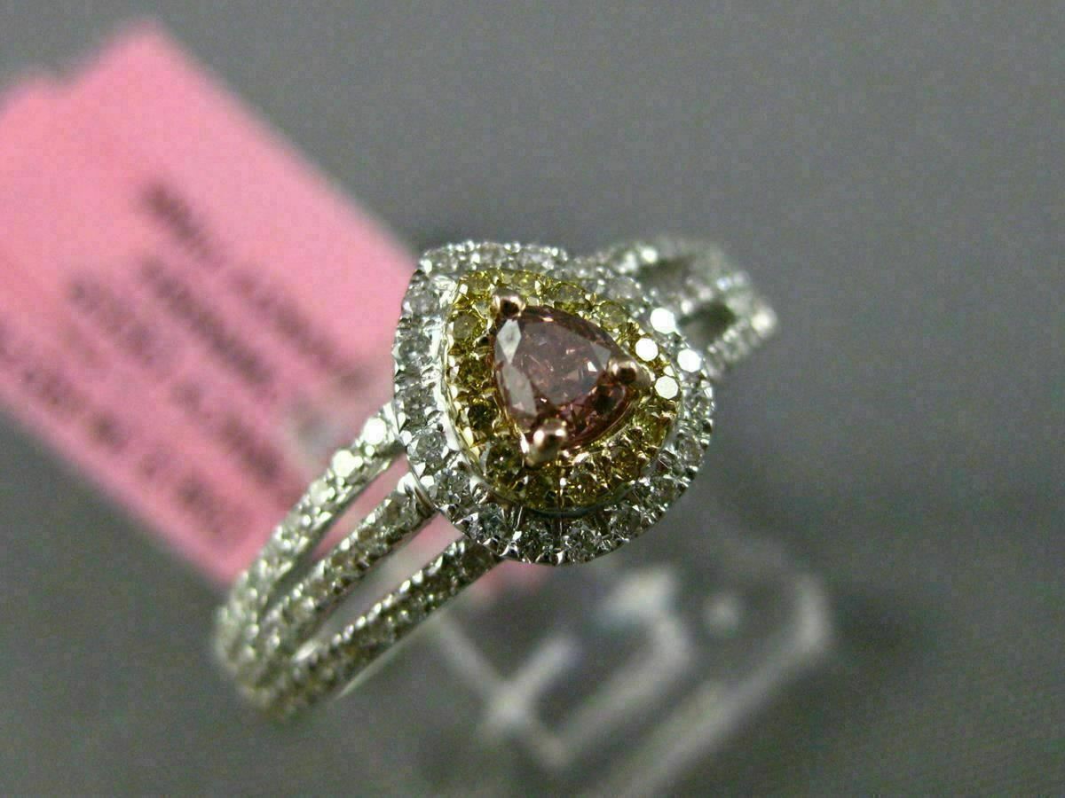 0.59ct Pear Diamond Fancy Multi-Stone Halo Ring — GIA Certified, 18k Tri-Color Gold