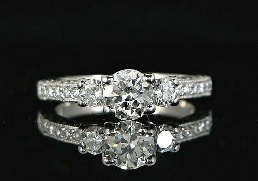 0.76ct Round Brilliant Diamond Three Stone Ring — GIA Certified, Platinum
