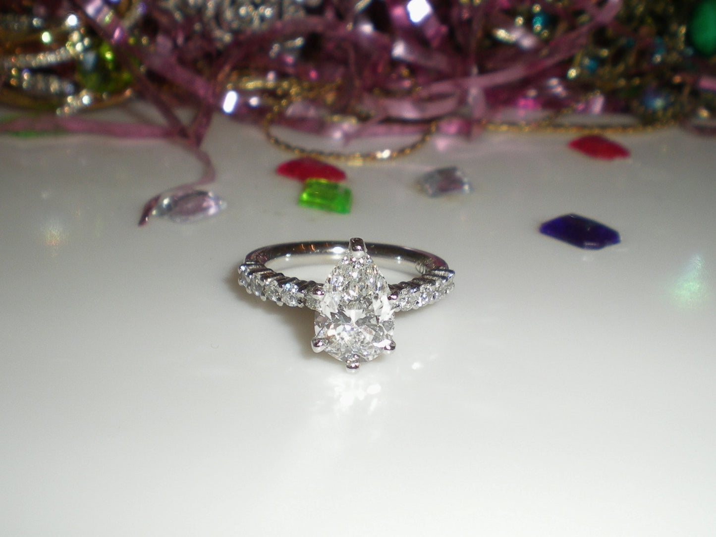 1.50ct Pear Brilliant Diamond Engagement Ring — GIA Certified, 14k White Gold