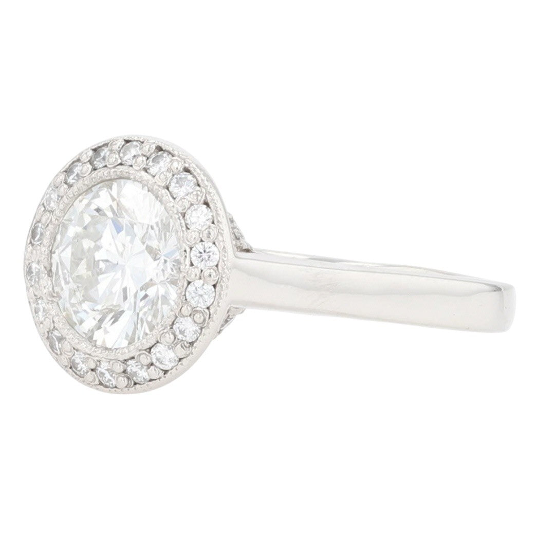 2.62ct Round Brilliant Diamond Halo Engagement Ring — GIA Certified, Platinum