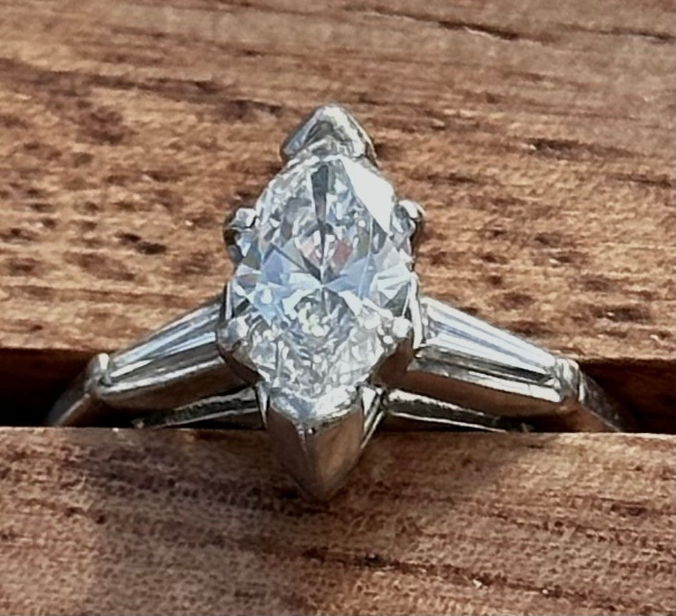 0.84ct Marquise Diamond 3-Stone Ring — GIA Certified, Platinum