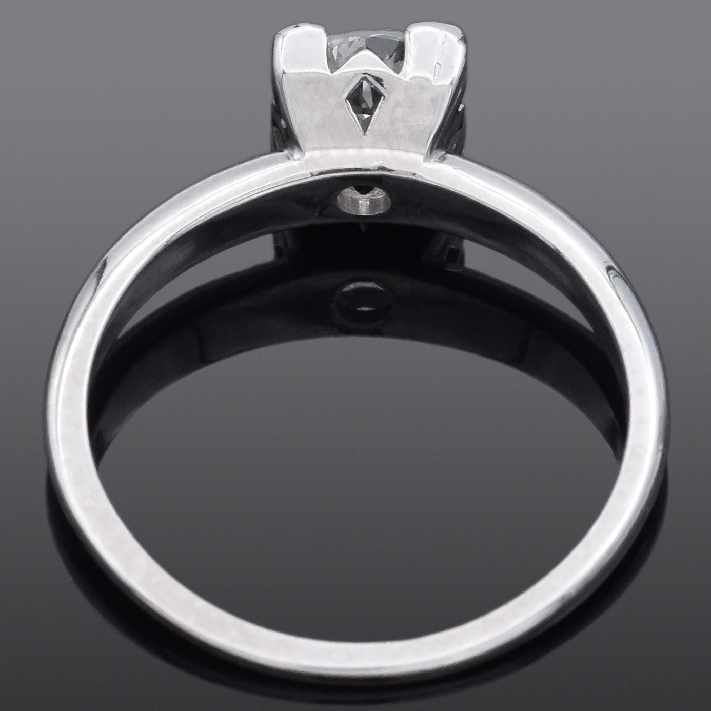 0.71ct Round Brilliant Champagne Diamond Vintage Ring — GIA Certified, Platinum