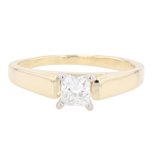 0.60ct Princess Diamond Solitaire Engagement Ring — GIA Certified, 14k Yellow Gold