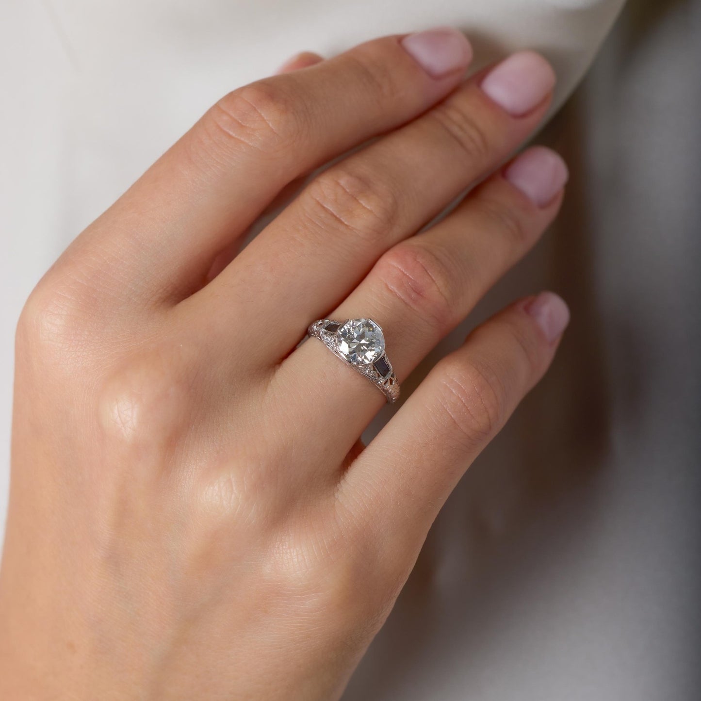 1.66ct Old European Cut Diamond Art Deco Ring — GIA Certified, Platinum