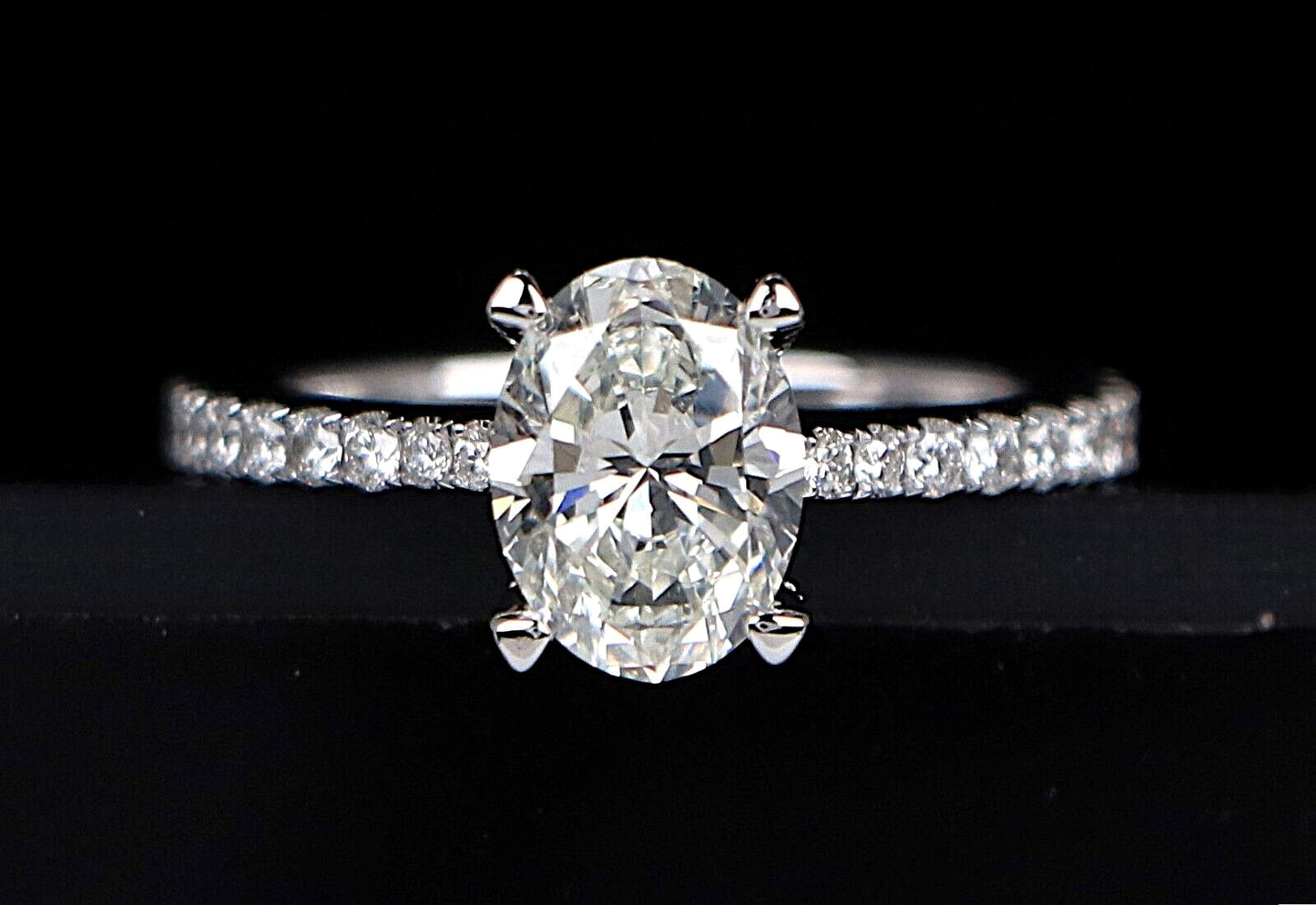 1.51ct Oval Diamond Engagement Ring — GIA Certified, 14k White Gold