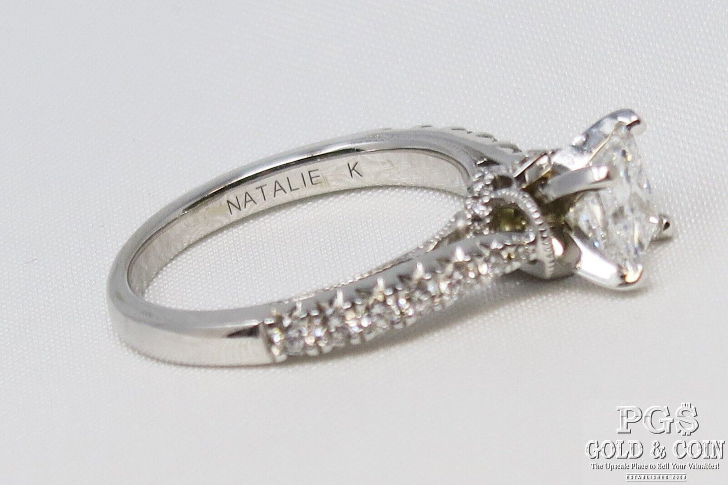 0.91ct Princess Cut Diamond Engagement Ring — GIA Certified, 14k White Gold