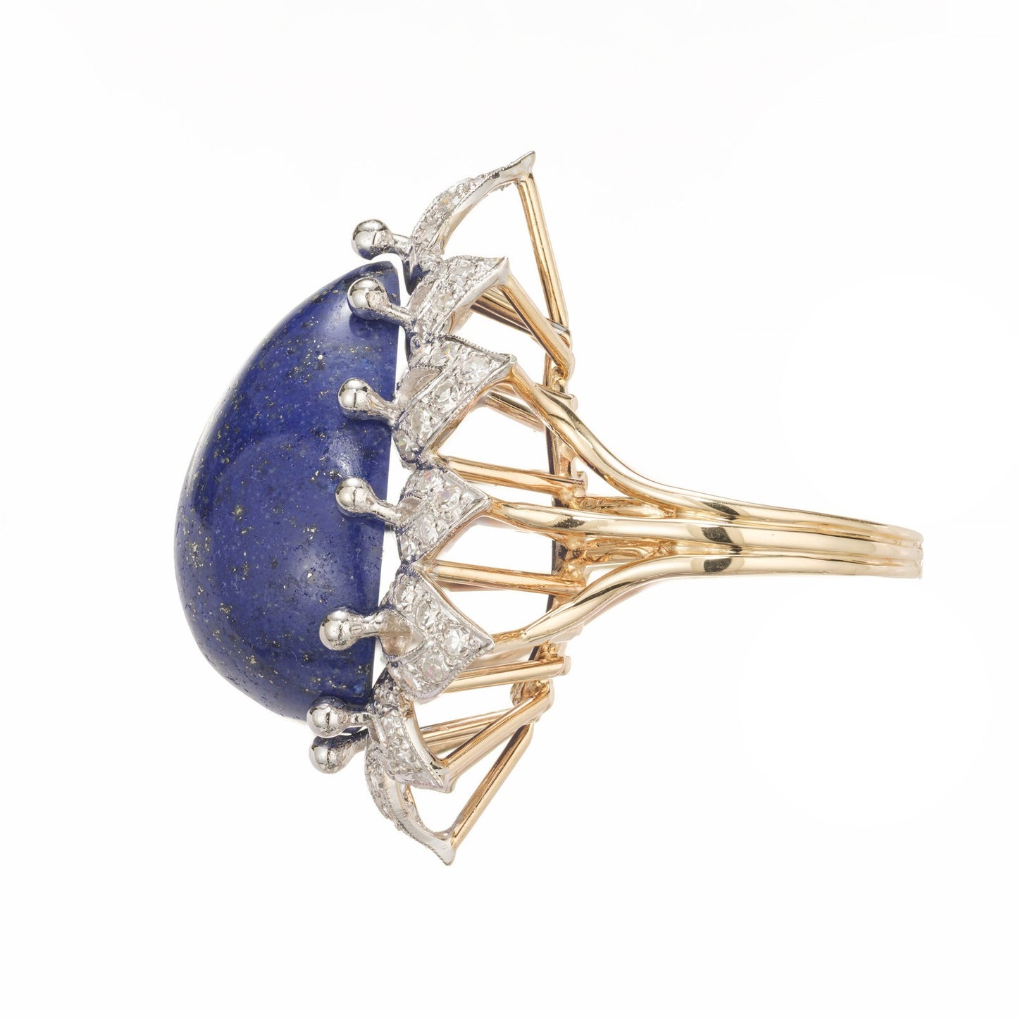 30.00ct Pear Lapis Lazuli Cocktail Ring — GIA Certified, 14k Yellow Gold