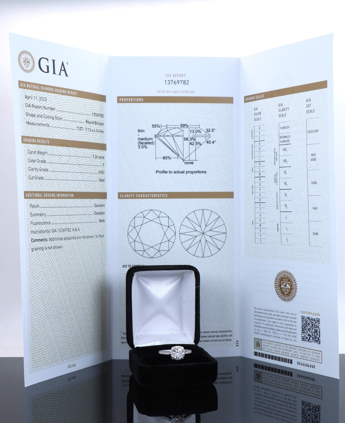 1.26ct Round Brilliant Diamond Engagement Ring — GIA Certified, 18k White Gold