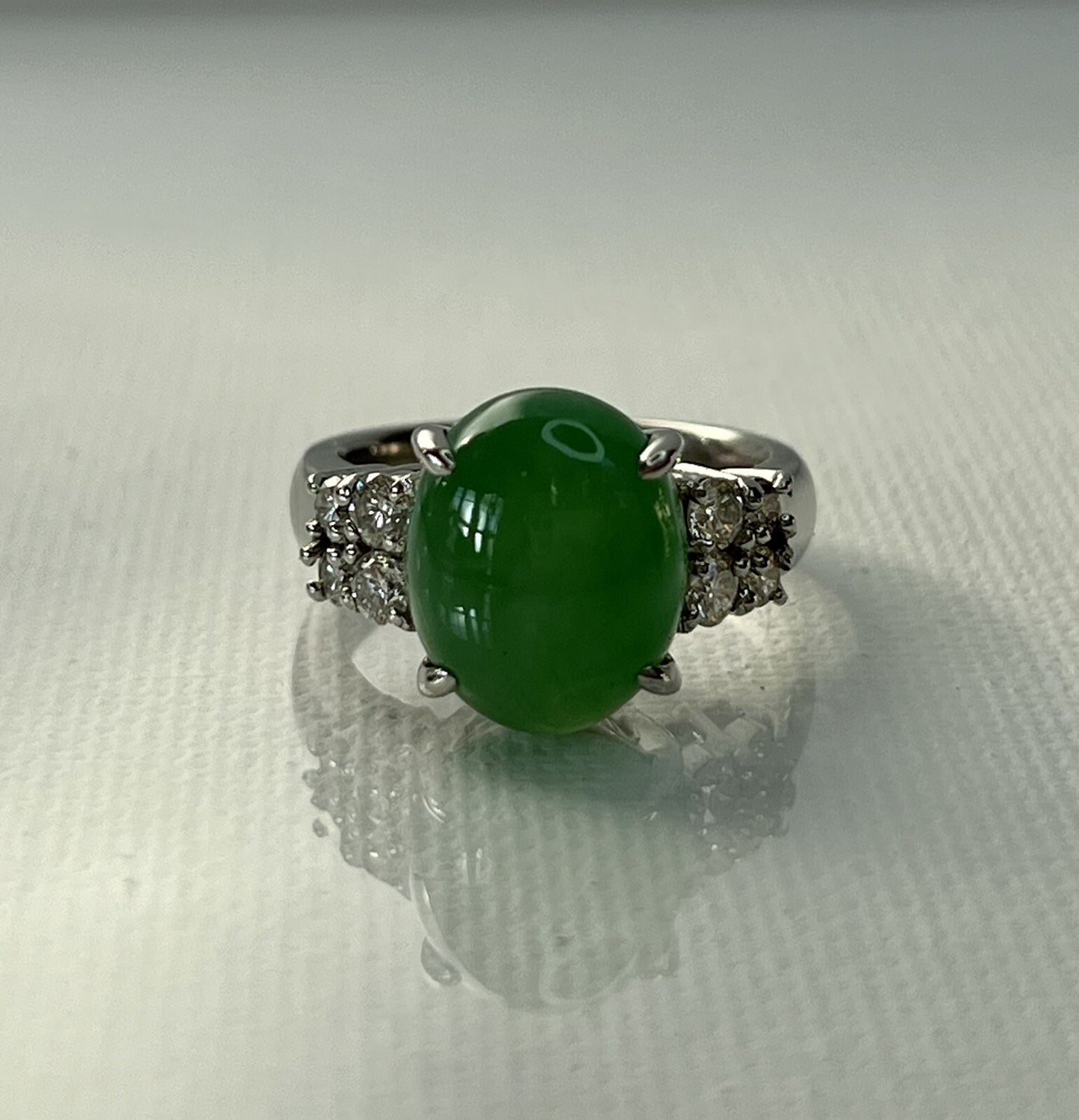 0.55ct Diamond & Jade Jadeite Ring — GIA Certified, Platinum 900