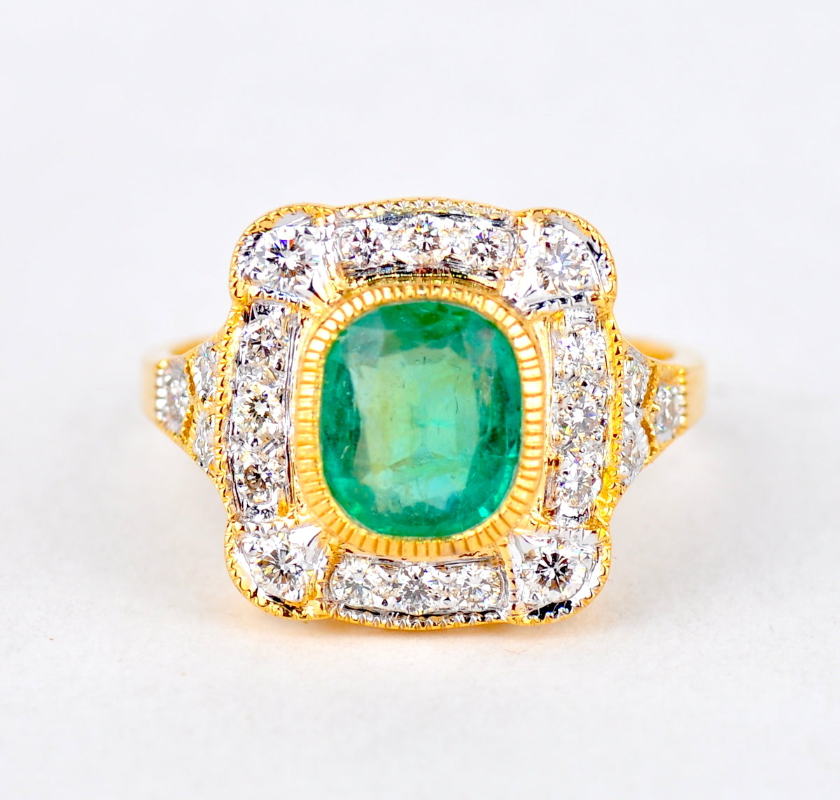 1.87ct Emerald Cut Colombian Emerald Diamond Ring — GIA Certified, 18k Yellow Gold