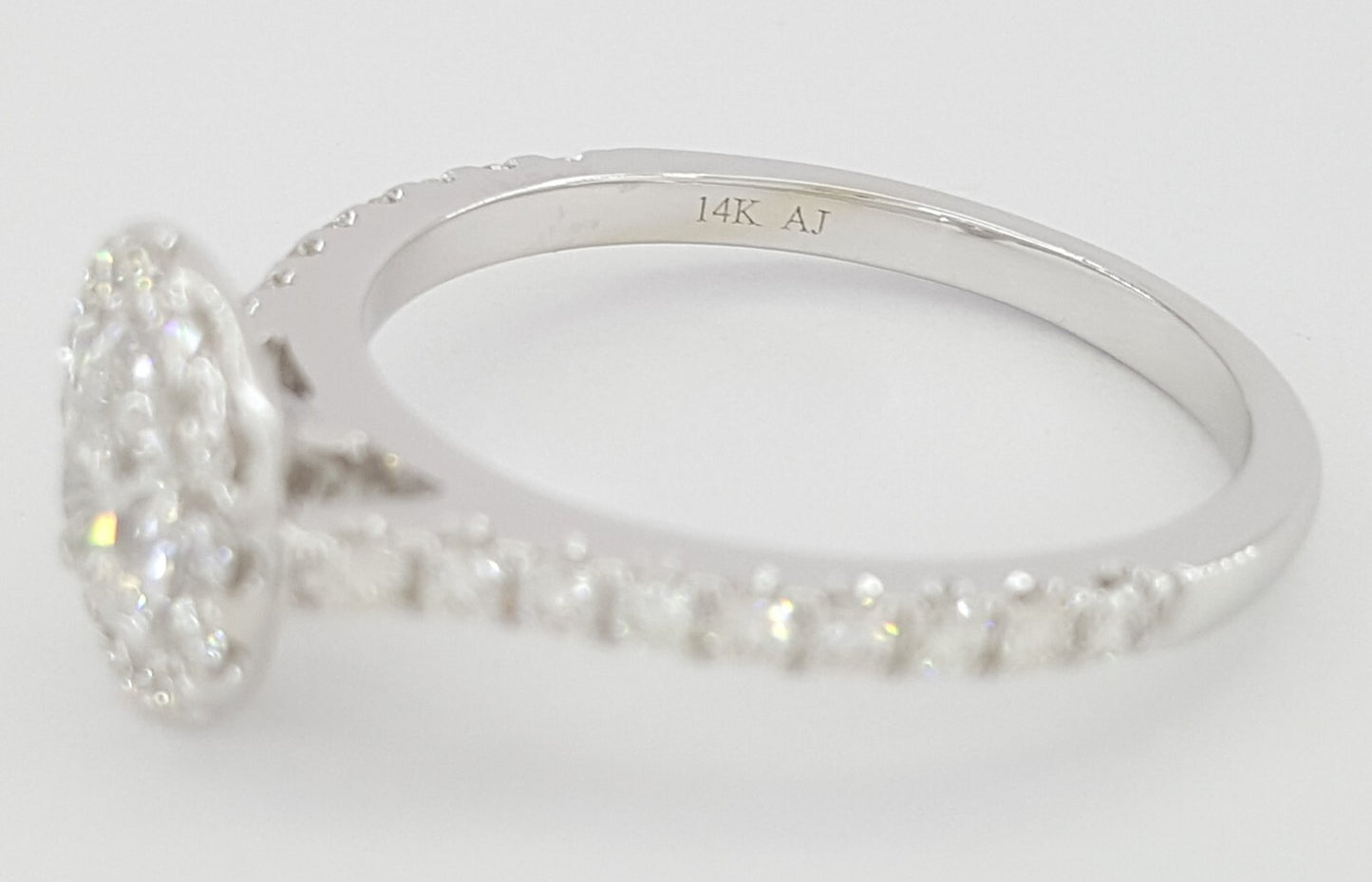 0.53ct Oval Brilliant Diamond Halo Engagement Ring — GIA Certified, 14k White Gold