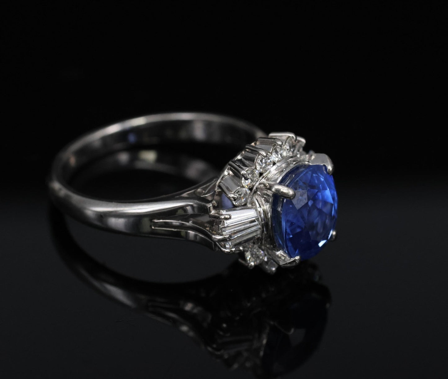 2.72ct Cushion Cut Ceylon Sapphire & 0.55ct Diamond Ring — GIA Certified, Platinum