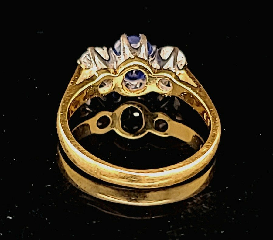 0.99ct Oval Sapphire Three Stone Engagement Ring — GIA Certified, 18k Gold