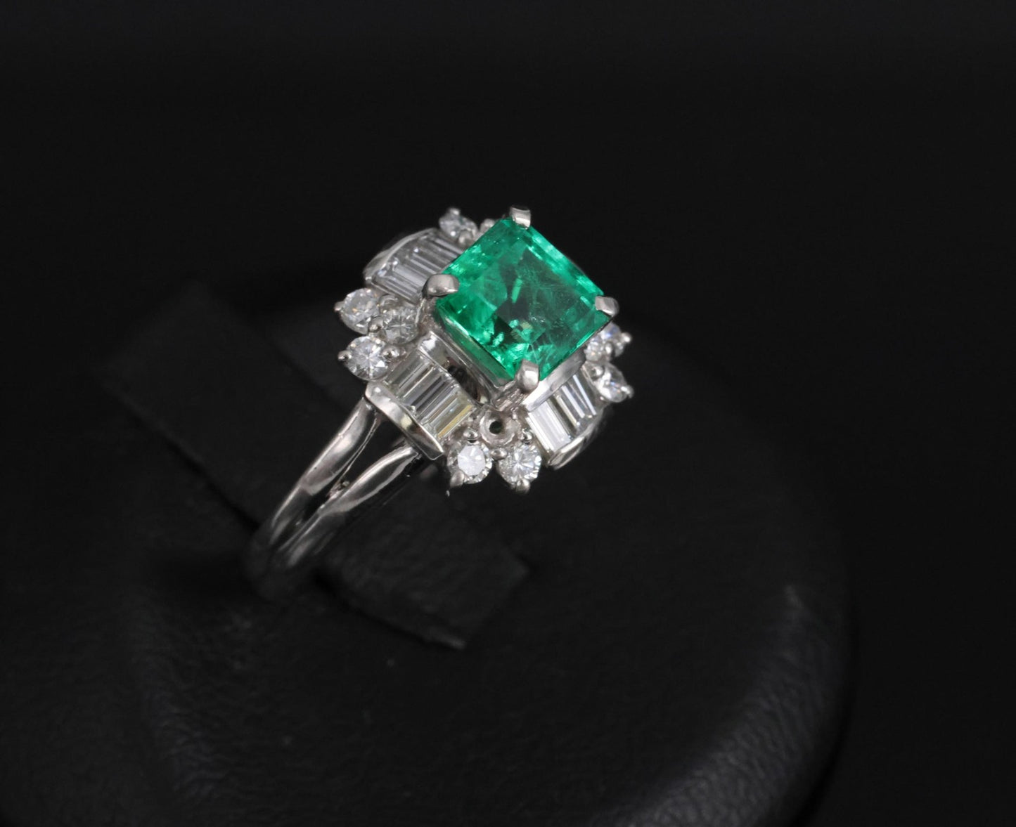 1.22ct Emerald Cut Colombian Emerald & 0.63ct Diamond Ring — GIA Certified, Platinum