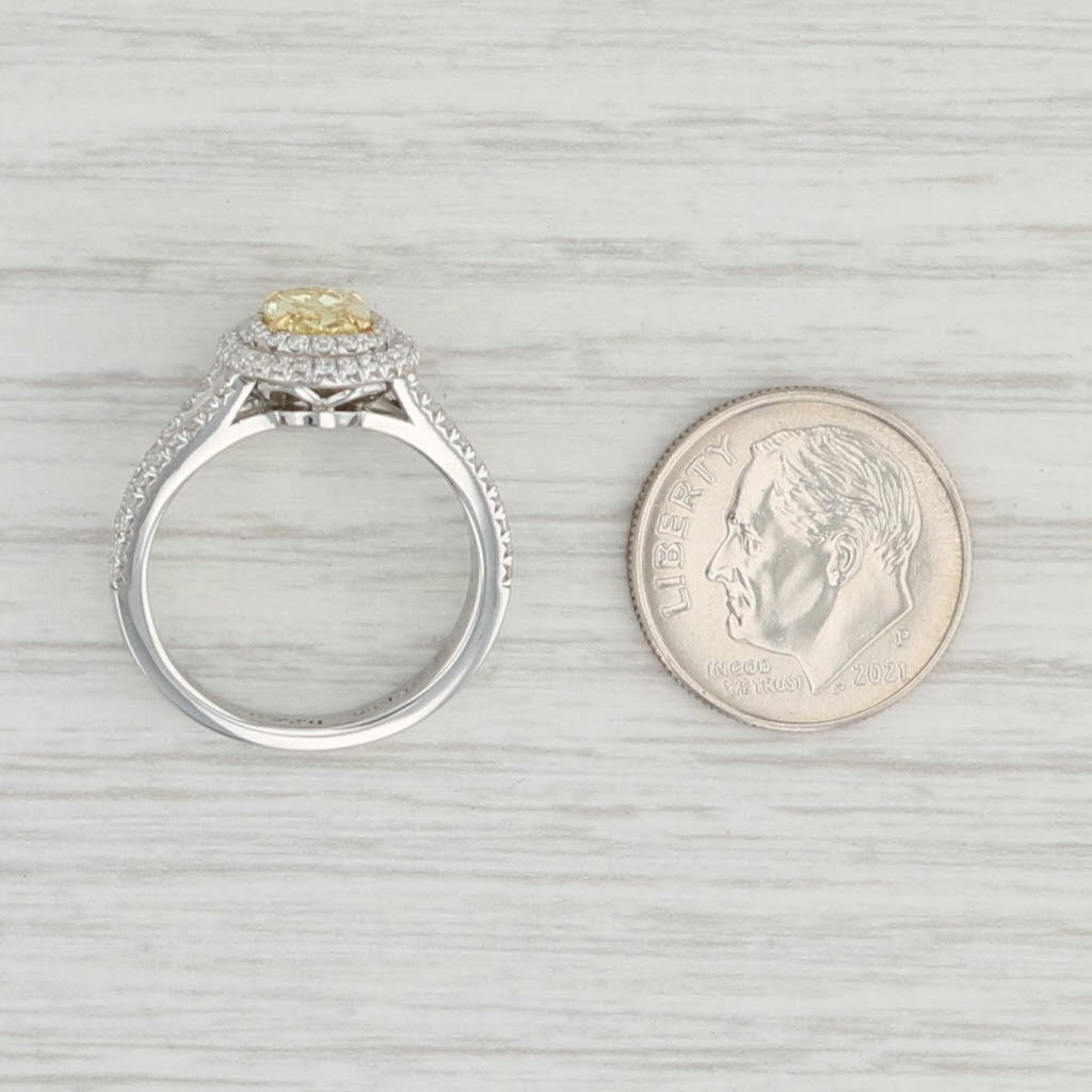 1.01ct Oval Fancy Intense Yellow Diamond Halo Ring — GIA Certified, 950 Platinum
