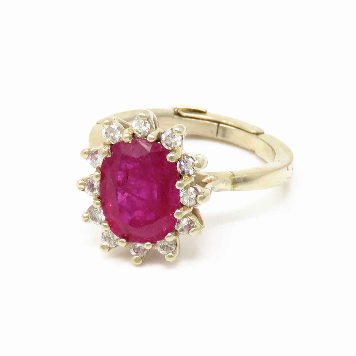 3.18ct Diamond & Ruby 3D Halo Ring — GIA Certified, 18k Two-Tone Gold