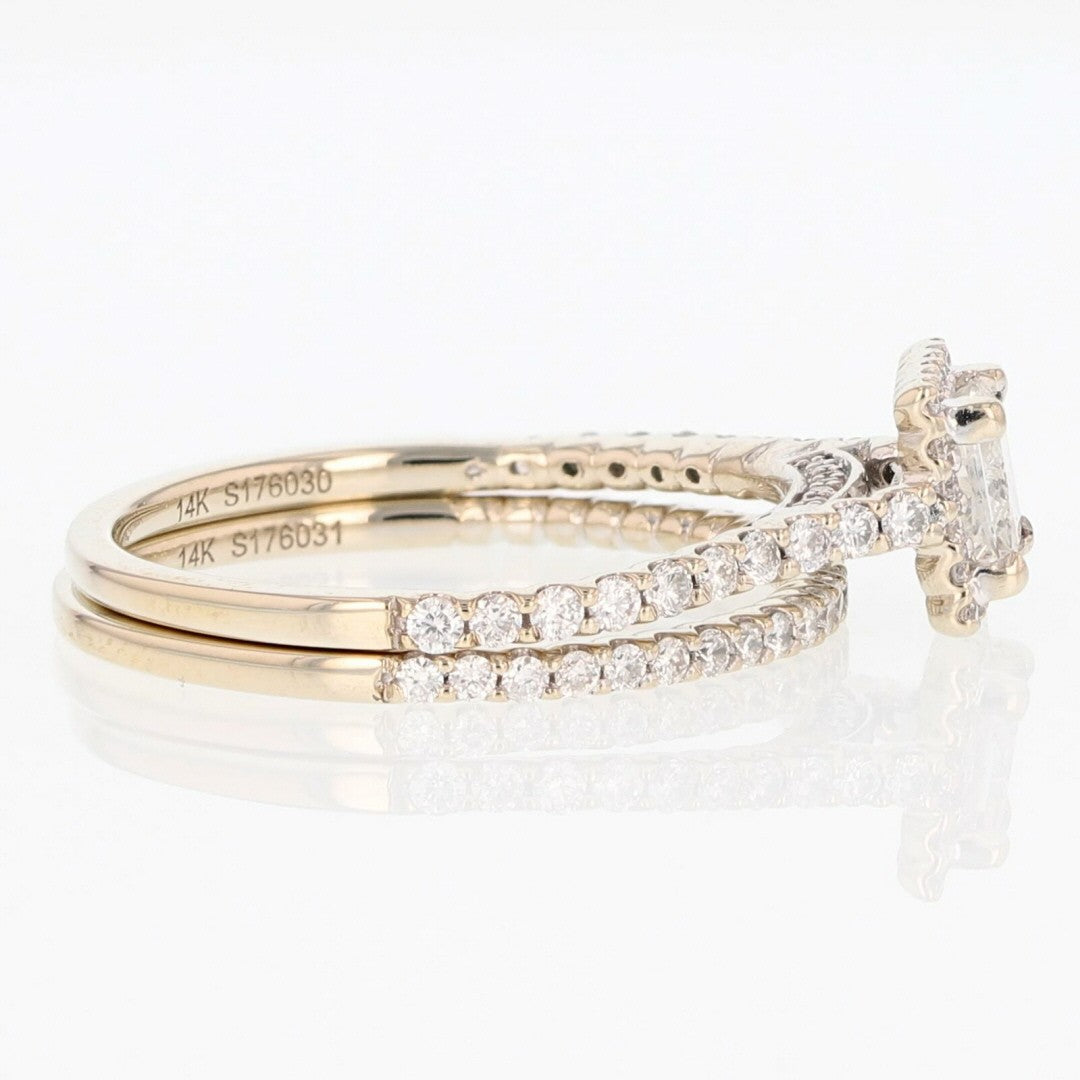 1.36ct Princess Diamond Halo Wedding Set — GIA Certified, 14k White Gold