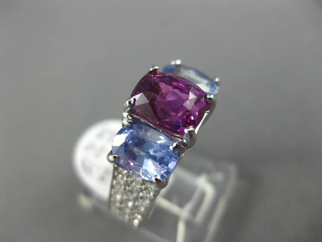 5.63ct Diamond & Sapphire Three Stone Ring — GIA Certified, 18k White Gold