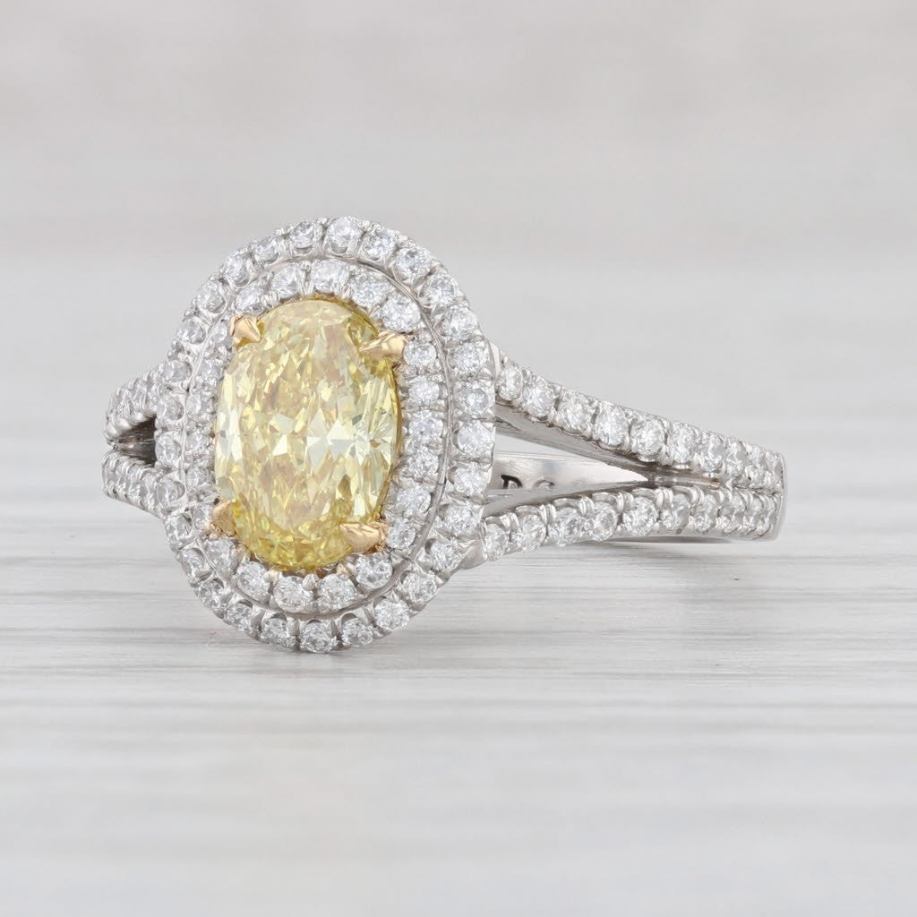 1.01ct Oval Fancy Intense Yellow Diamond Halo Ring — GIA Certified, 950 Platinum