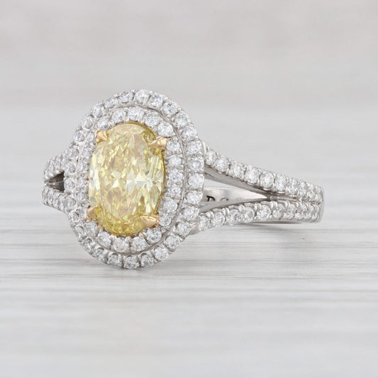 1.01ct Oval Fancy Intense Yellow Diamond Halo Ring — GIA Certified, 950 Platinum