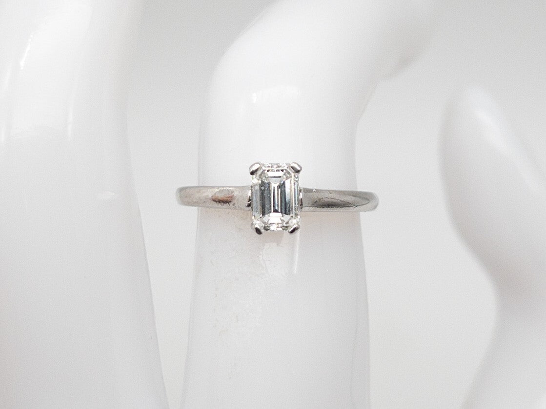 0.63ct Emerald Cut Diamond Vintage Ring — GIA Certified, Platinum