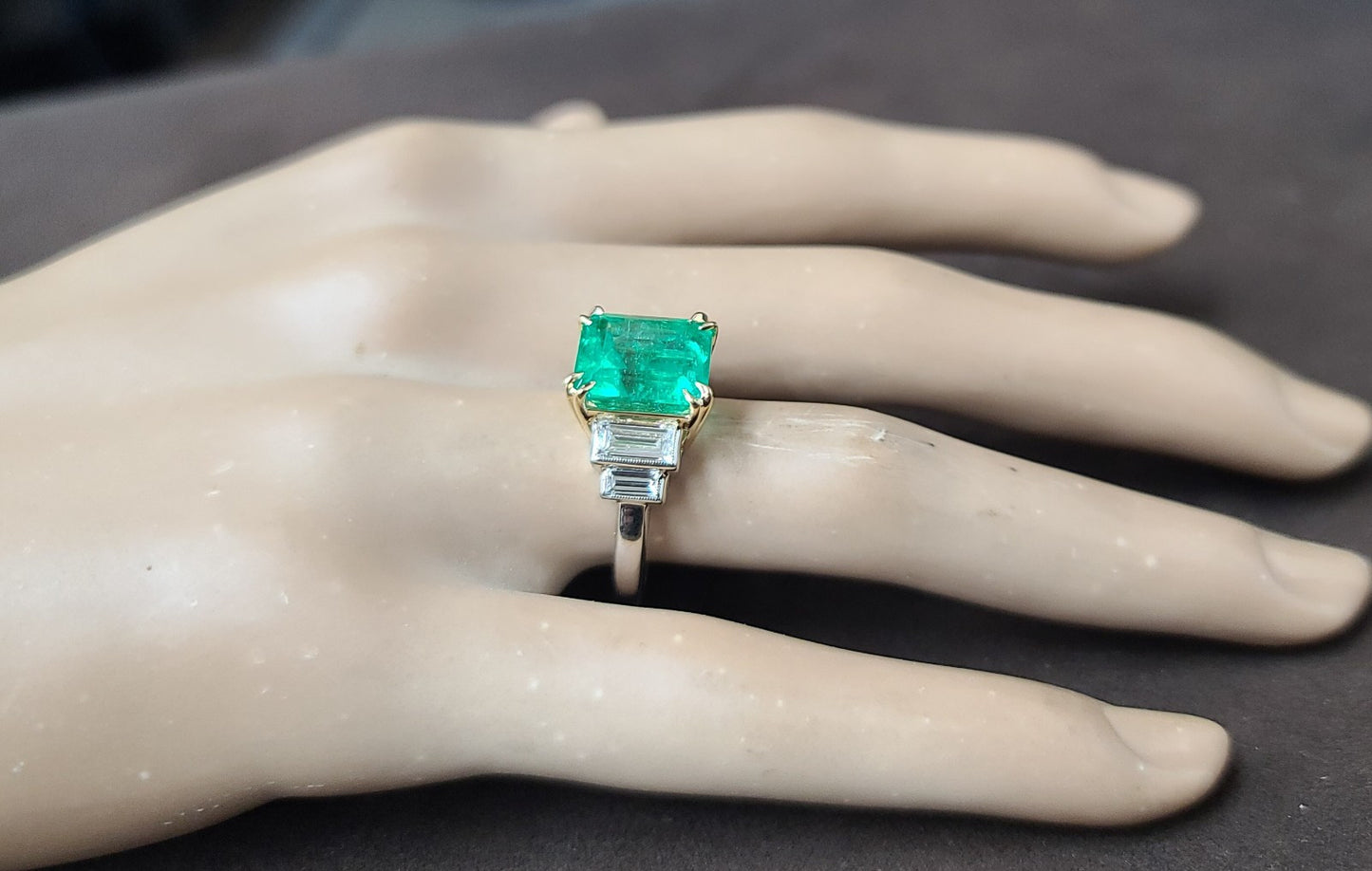 5.87ct Emerald Cut Colombian Emerald Ring — GIA Certified, Platinum & 18k Yellow Gold