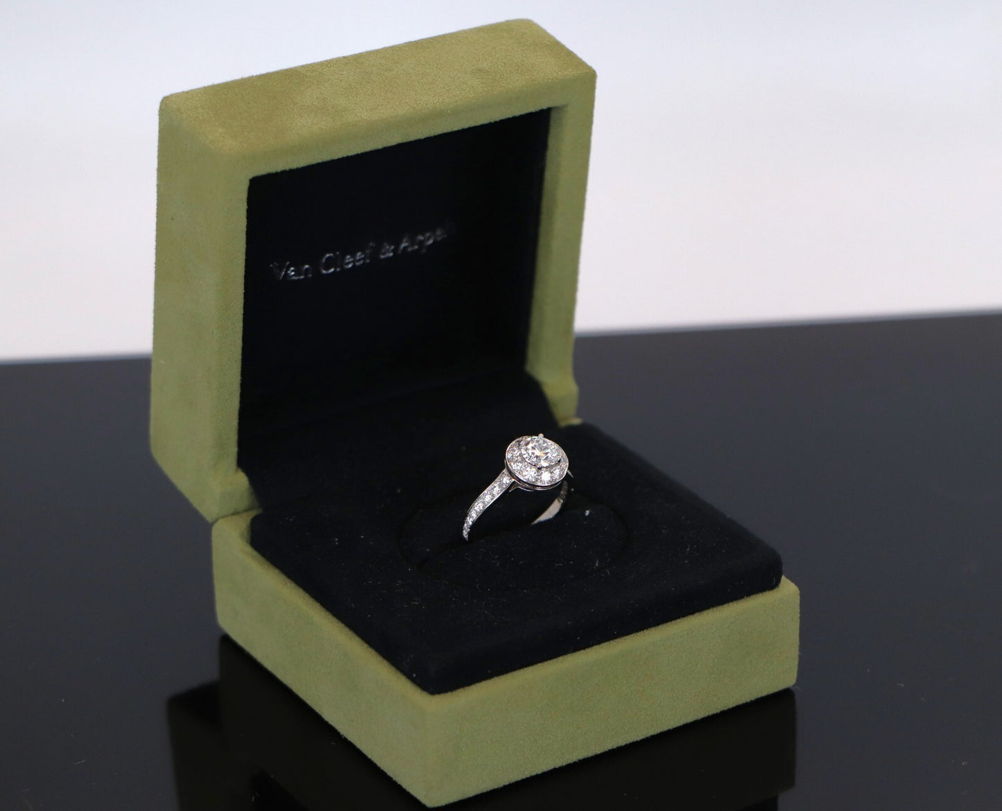 1.34ct Round Brilliant Diamond Halo Engagement Ring — GIA Certified, Platinum