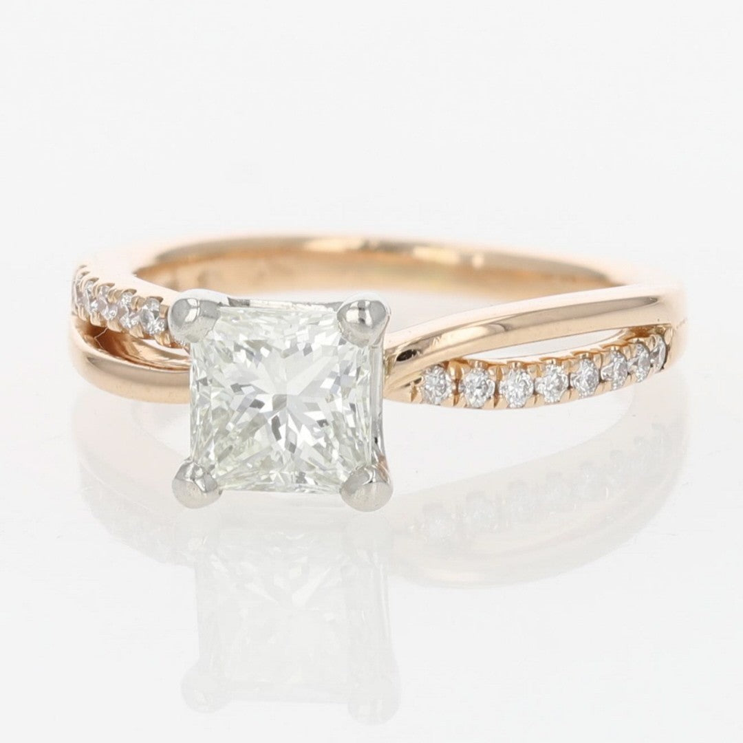 1.11ct Princess Diamond Solitaire with Accents Ring — GIA Certified, 14k Rose Gold