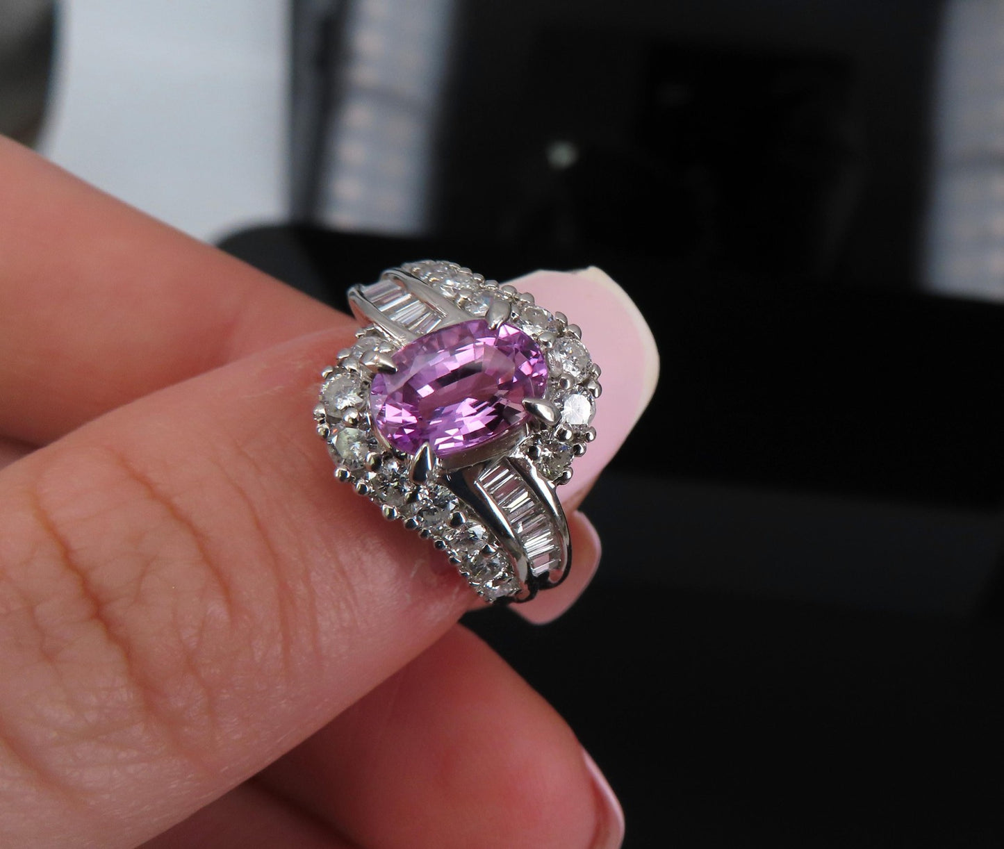 2.02ct Oval Pink Sapphire & 1.00ct Diamond Ring — GIA Certified, Platinum