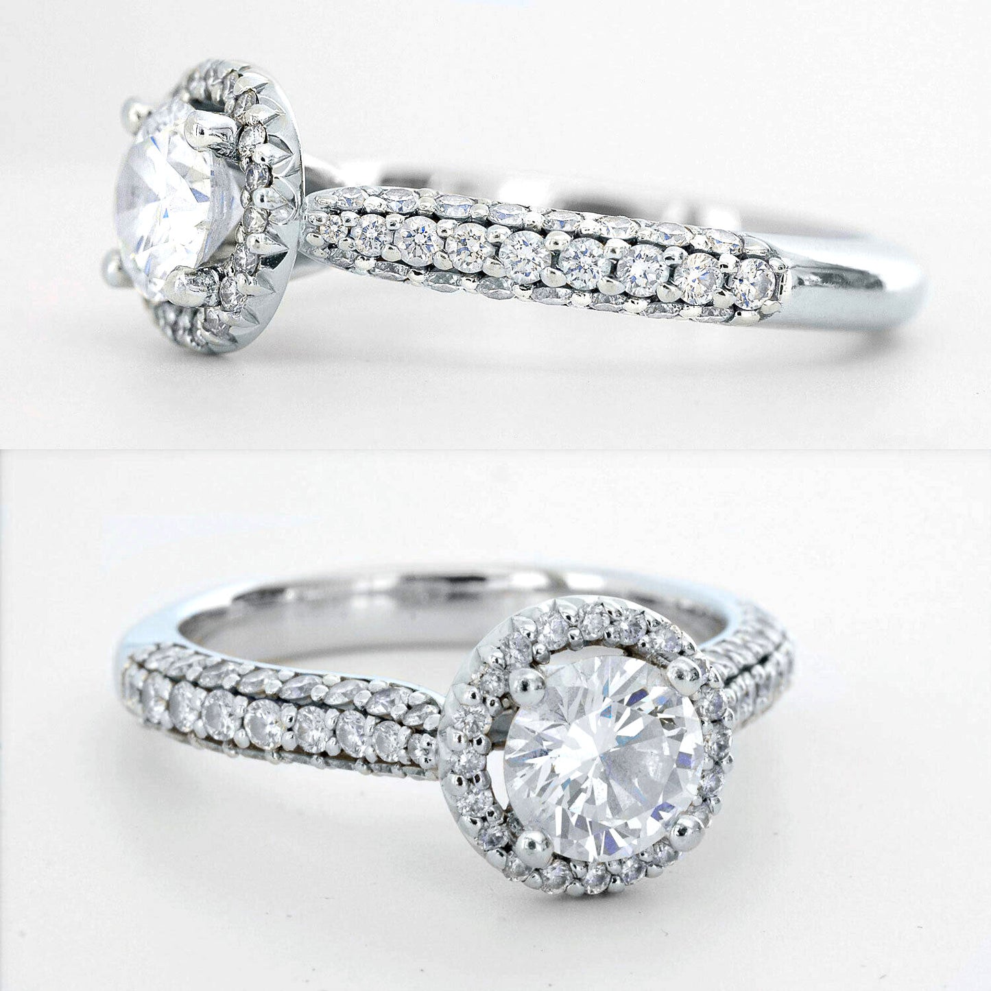 0.71ct Round Brilliant Diamond Halo Engagement Ring — GIA Certified, 14k White Gold
