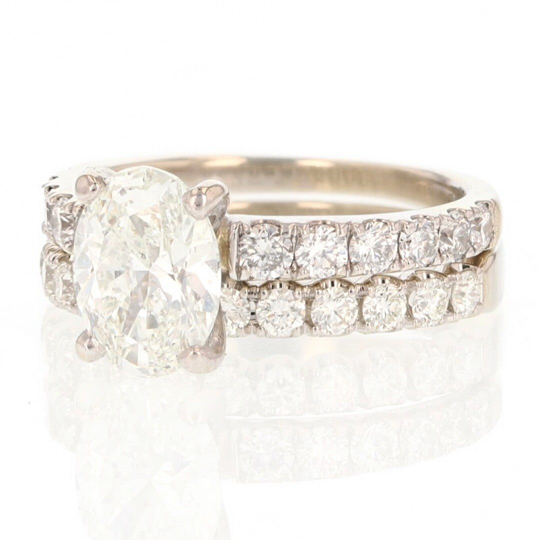 2.58ct Oval Diamond Pavé Wedding Set — GIA Certified, 14k White Gold